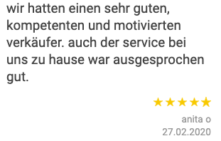 Ausschnitt der begeisterten Kundenbewertungen von Möbel Rachinger