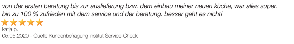 Ausschnitt der begeisterten Kundenbewertungen der KüchenWelt Klingeberg