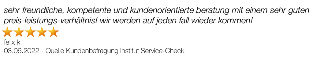 Ausschnitt der begeisterten Kundenbewertungen von Möbel Hornung in Zellingen