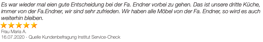 Ausschnitt der begeisterten Kundenbewertungen von Endner Wohnideen