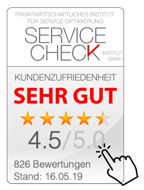 Muster Widget - Layout "Klein" - mit Sterne-Wert - d.h. zum Beispiel 4,5 -sehr gut