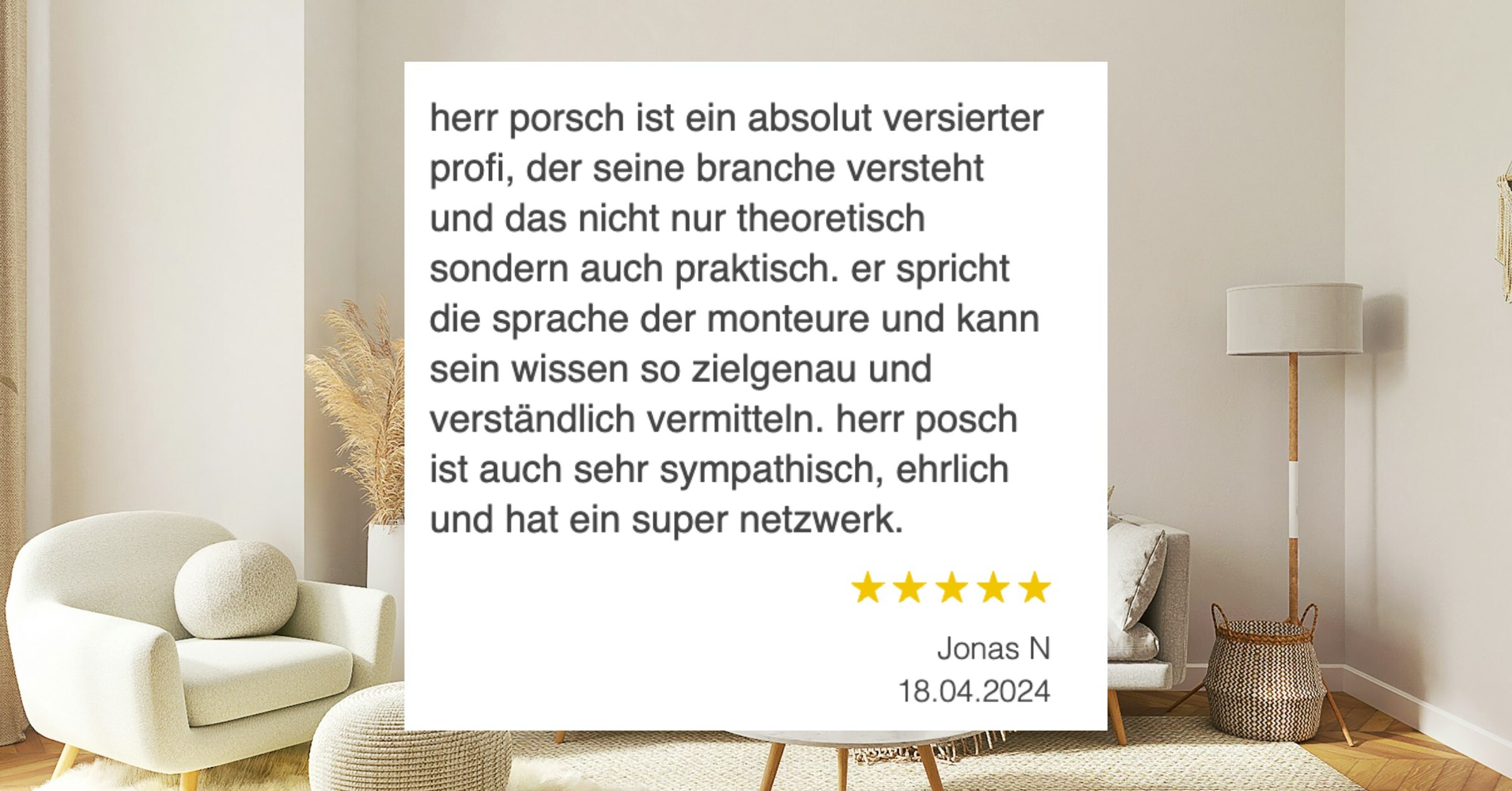 Ausschnitt der begeisterten Kundenmeinungen der Porsch Unternehmensberatung