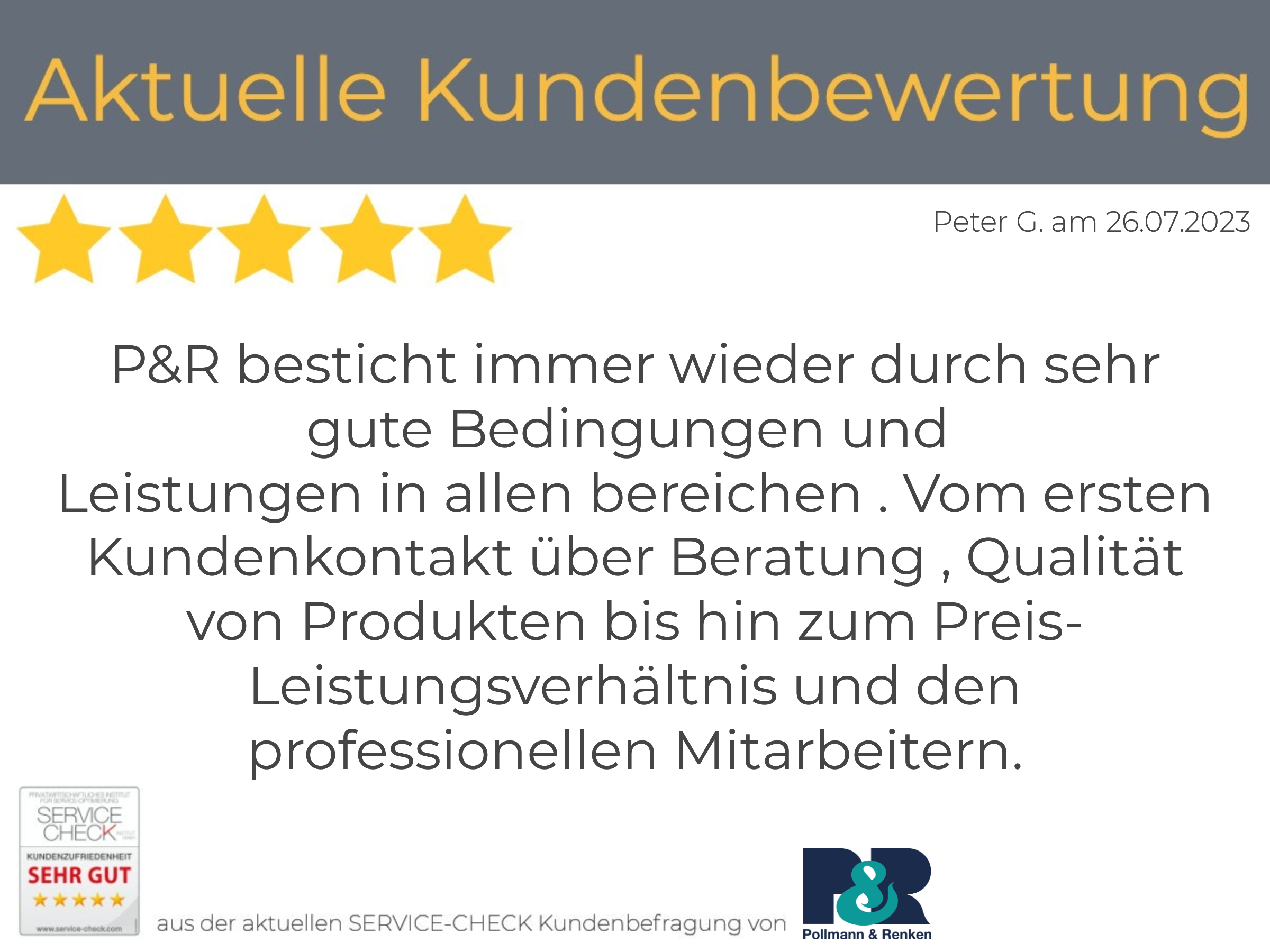 Ausschnitt der begeisterten Kundenbewertungen von Pollmann & Renken