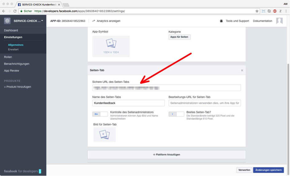 URL des Seitentabs eingeben.
