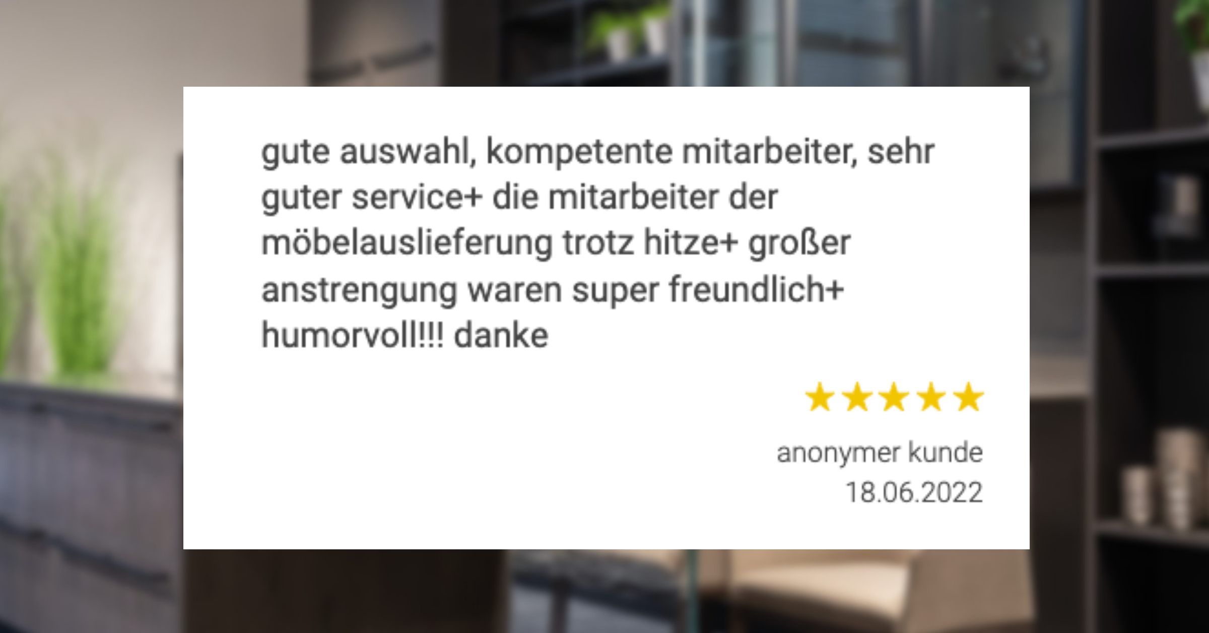 Ausschnitt der begeisterten Kundenbewertungen von Möbel Homann in Braunschweig