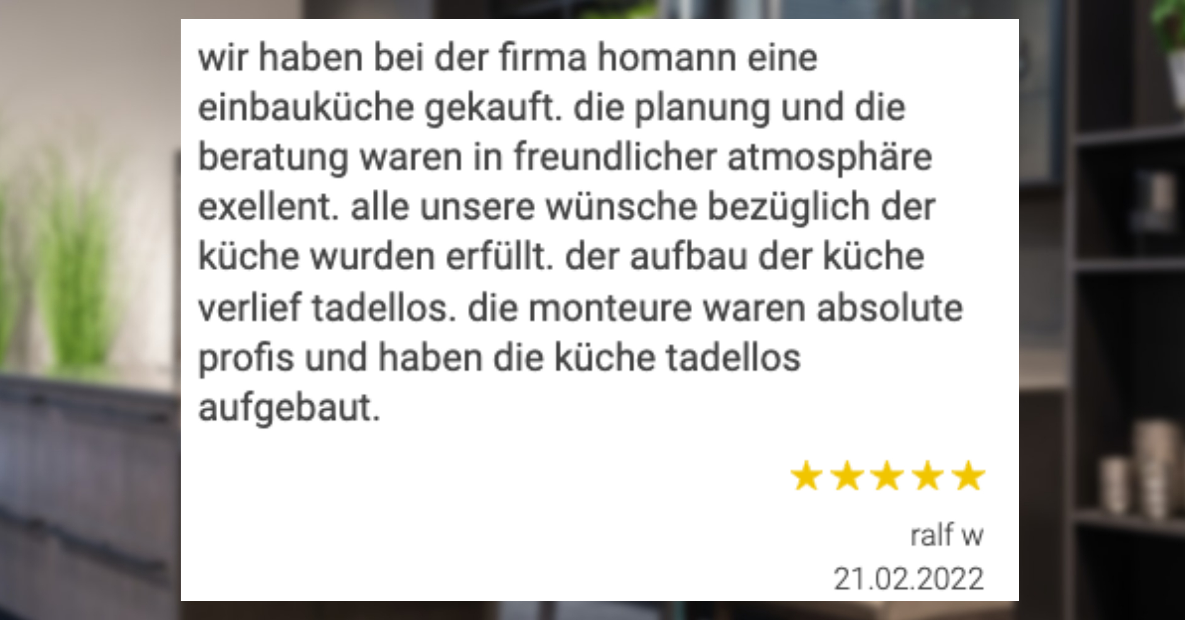 Ausschnitt der begeisterten Kundenmeinungen von Möbel Homann in Braunschweig