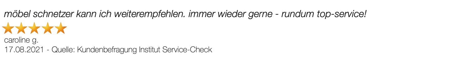 Ausschnitt der begeisterten Kundenbewertungen von Möbel Schnetzer in der Schweiz