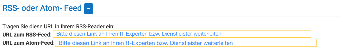 Bitte den gewünschten Link kopieren und an Ihren IT-Experten bzw. Ihren Dienstleister weiterleiten