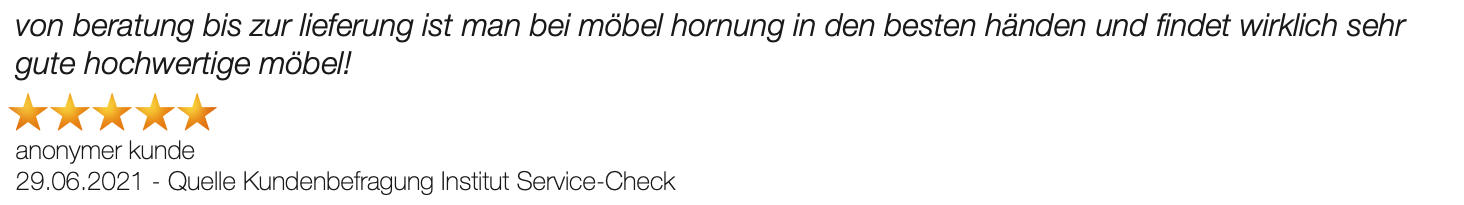 Ausschnitt der begeisterten Kundenmeinungen von Möbel Hornung