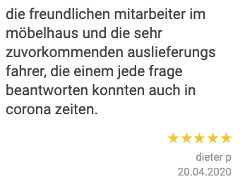 Ausschnitt der begeisterten Kundenbewertungen von Möbel May