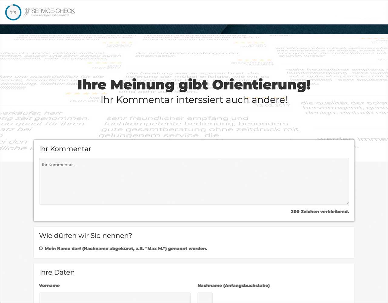 Die neue Kommentar-Einsammelseite in Ihrer Kundenbefragung.