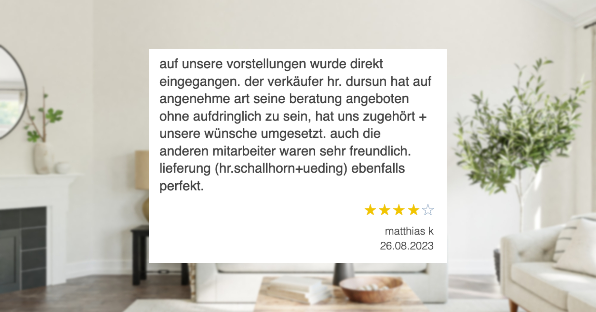 Ausschnitt der begeisterten Kundenmeinungen von Möbelstadt Sommerlad in Gießen