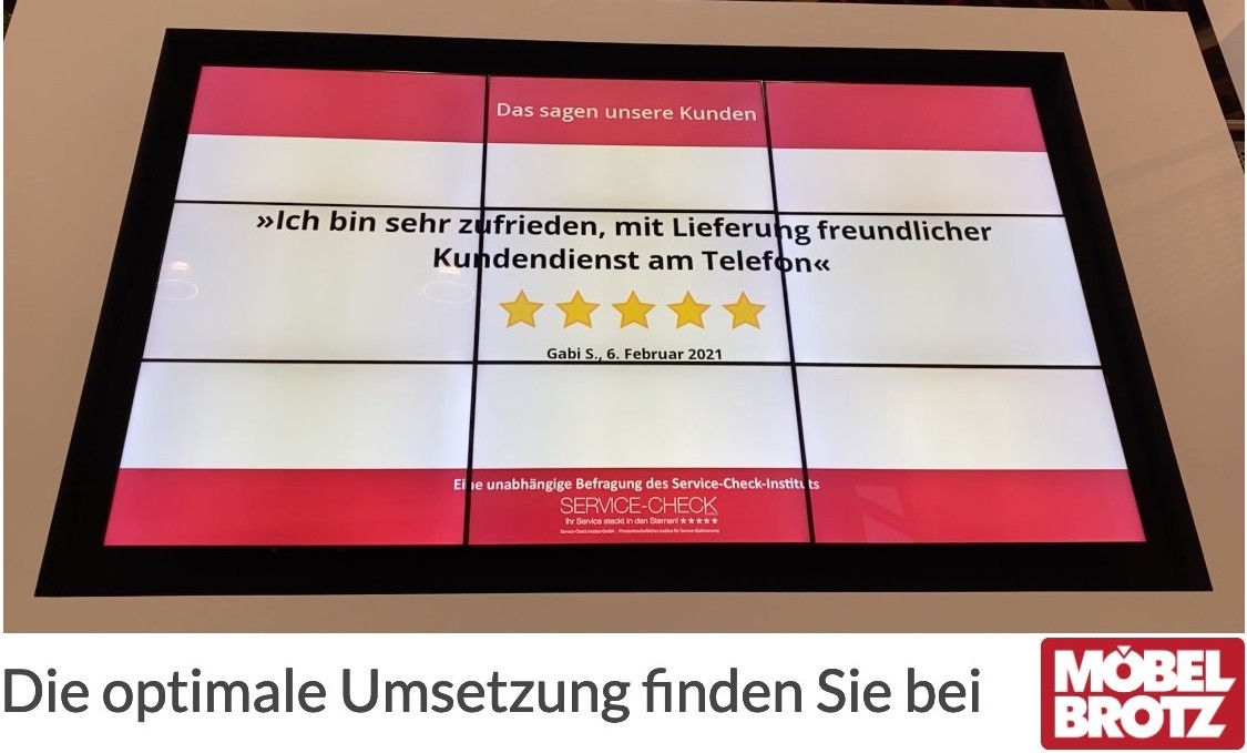 Unser Klient Möbel Brotz in Murg nutzt den individuellen RSS-Feed bereits werbewirksam in der Ausstellung!