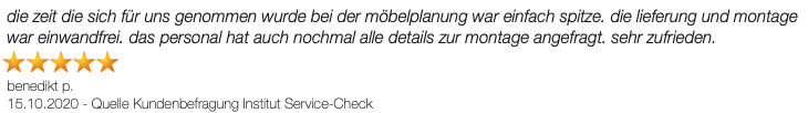 Ausschnitt der begeisterten Kundenbewertungen von Möbel Urban in Bad Camberg