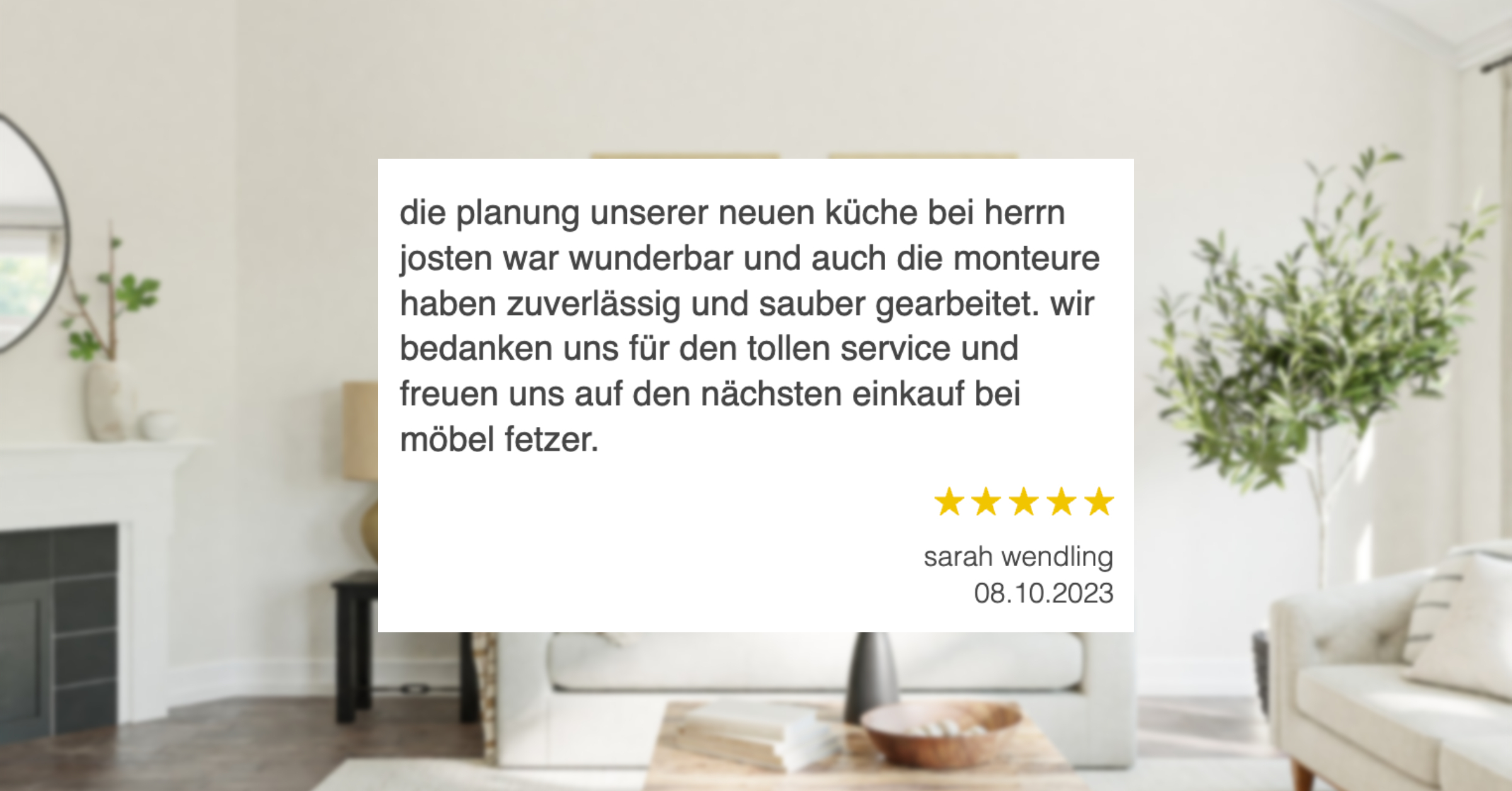 Ausschnitt der begeisterten Kundenbewertungen von Möbel Fetzer in Aldingen