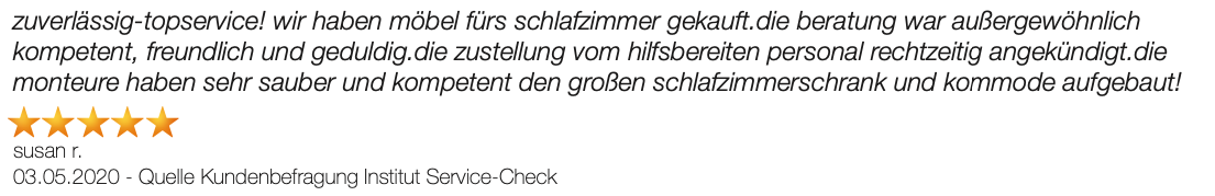 Ausschnitt der begeisterten Kundenbewertungen von Flamme Möbel + Küchen
