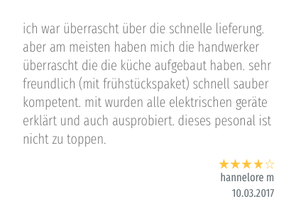 Original Kunden-Kommentar zur Frühstücks-Überraschung von Möbel König in Kirchheim/Teck