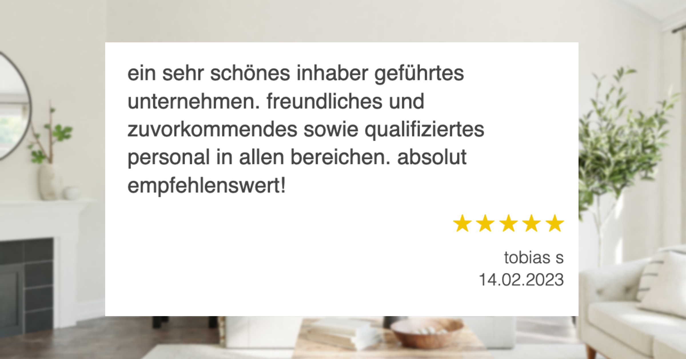 Ausschnitt der begeisterten Kundenmeinungen von Franke Einrichtungen