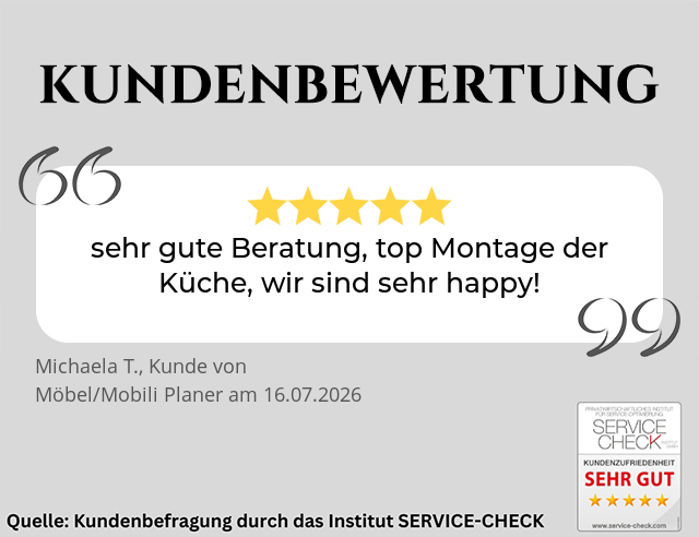 Ausschnitt der begeisterten Kundenbewertungen von Möbel Planer