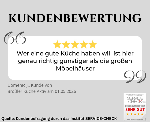 Ausschnitt der begeisterten Kundenbewertungen von Küche Aktiv Broßler