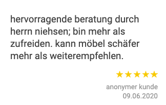 Ausschnitt der begeisterten Kundenbewertungen von Möbel Schäfer