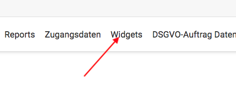 Wählen Sie den Reiter "Widgets" in Ihrem Klienten-Account