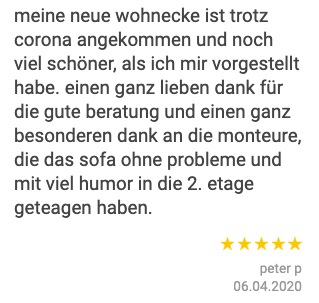 Ausschnitt der begeisterten Kundenbewertungen von Möbel Schäfer