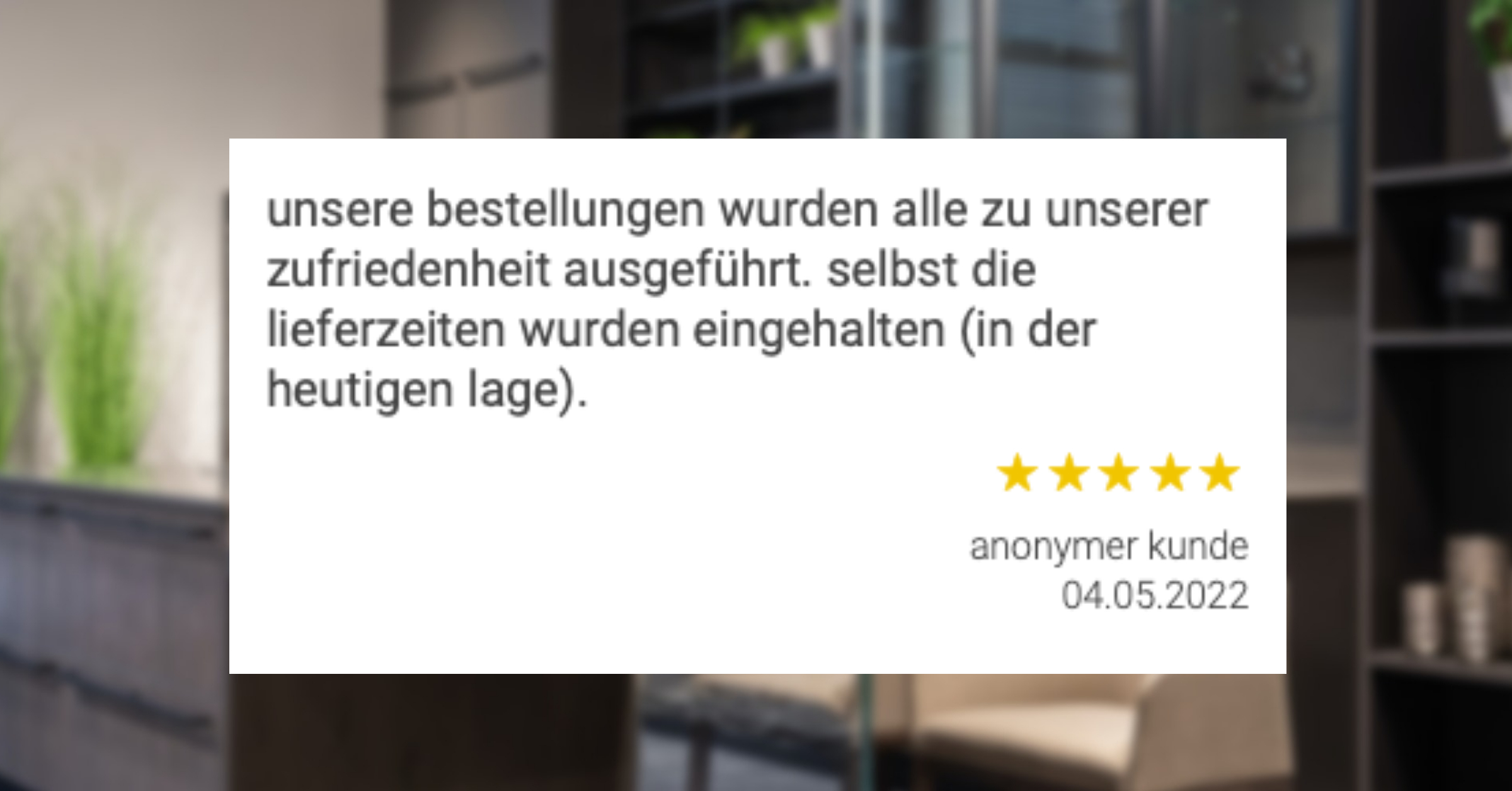 Ausschnitt der begeisterten Kundenmeinungen von Möbel Wiemer in Soest