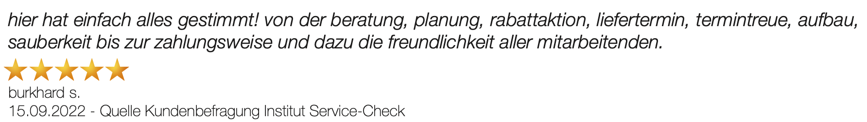 Ausschnitt der begeisterten Kundenmeinung von Möbel Lenz