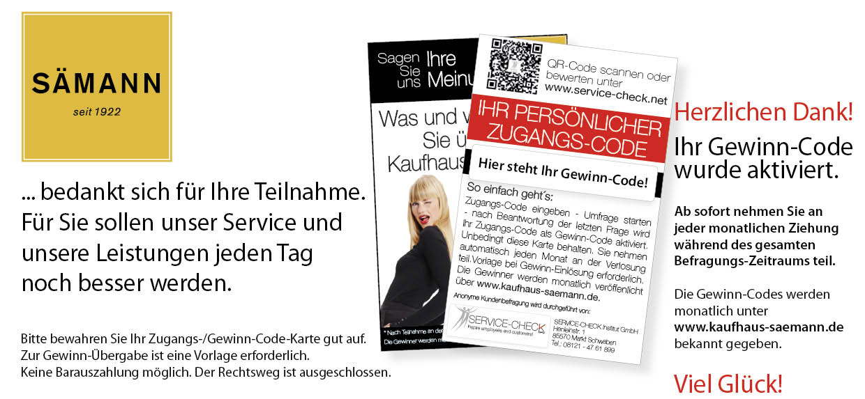 Muster des Anzeige-Elements der Ausstiegsseite = Ende der Befragung am Beispiel "Modehaus Sämann"