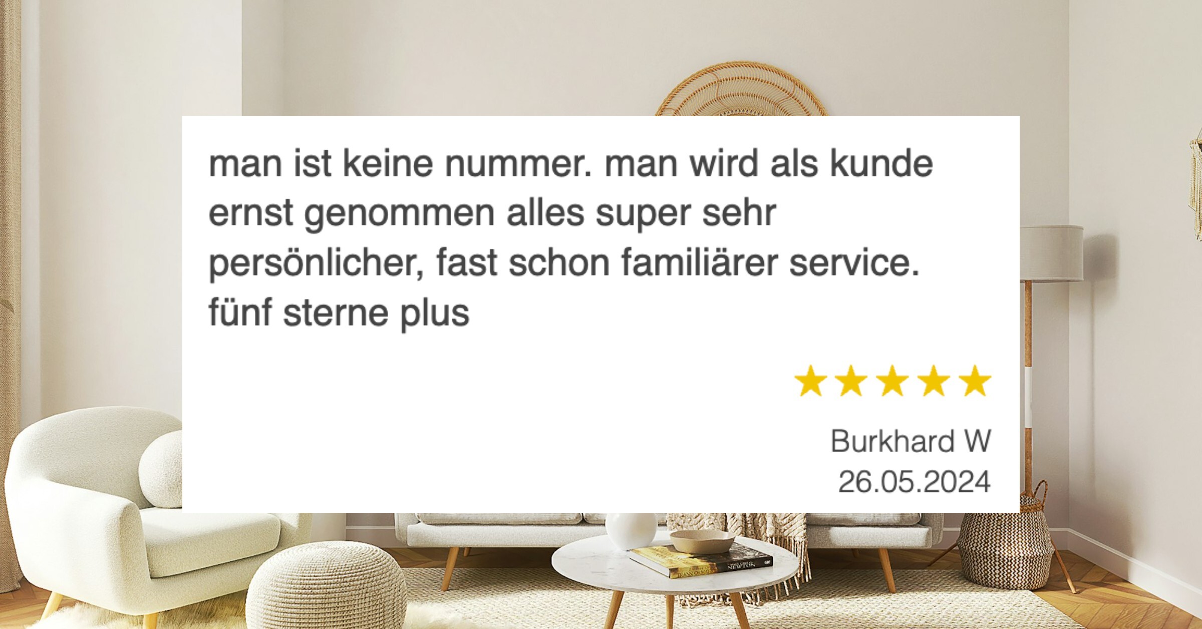 Ausschnitt der begeisterten Kundenmeinungen von Möbel Hüsch