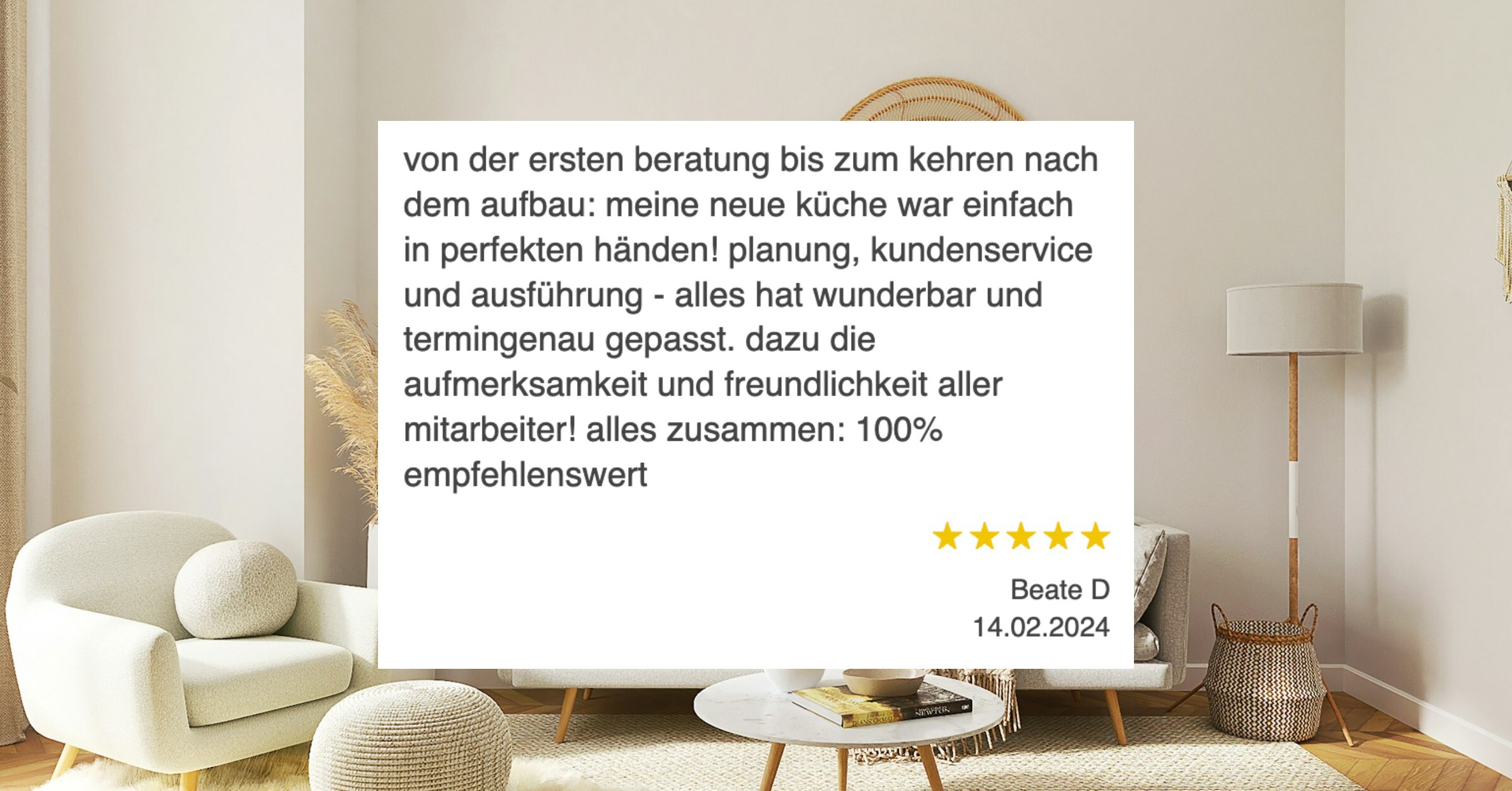 Ausschnitt der begeisterten Kundenbewertungen von Raab Home Company