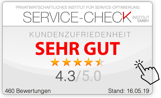 Muster Widget - Layout "Groß" - mit Sterne-Wert - d.h. zum Beispiel 4,3 -sehr gut-