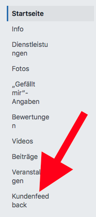 In der Regel befindet sich Ihr Tab nun ganz unten - siehe hier das Beispiel "Kundenfeedback"