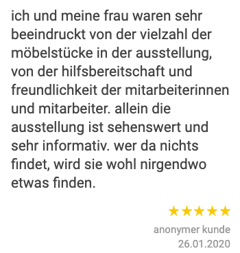Ausschnitt der begeisterten Kundenbewertungen von Möbel Steffens