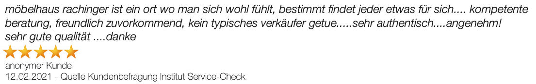 Ausschnitt der begeisterten Kundenmeinungen von Möbel Rachinger in Solnhofen