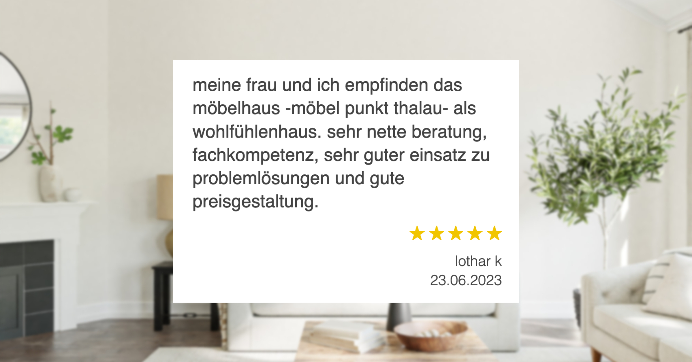 Ausschnitt der begeisterten Kundenbewertungen von Möbelpunkt Thalau 