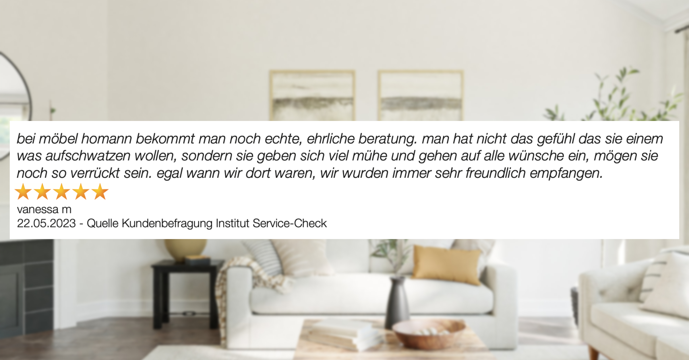 Ausschnitt der begeisterten Kundenbewertungen von Möbel Homann in Braunschweig