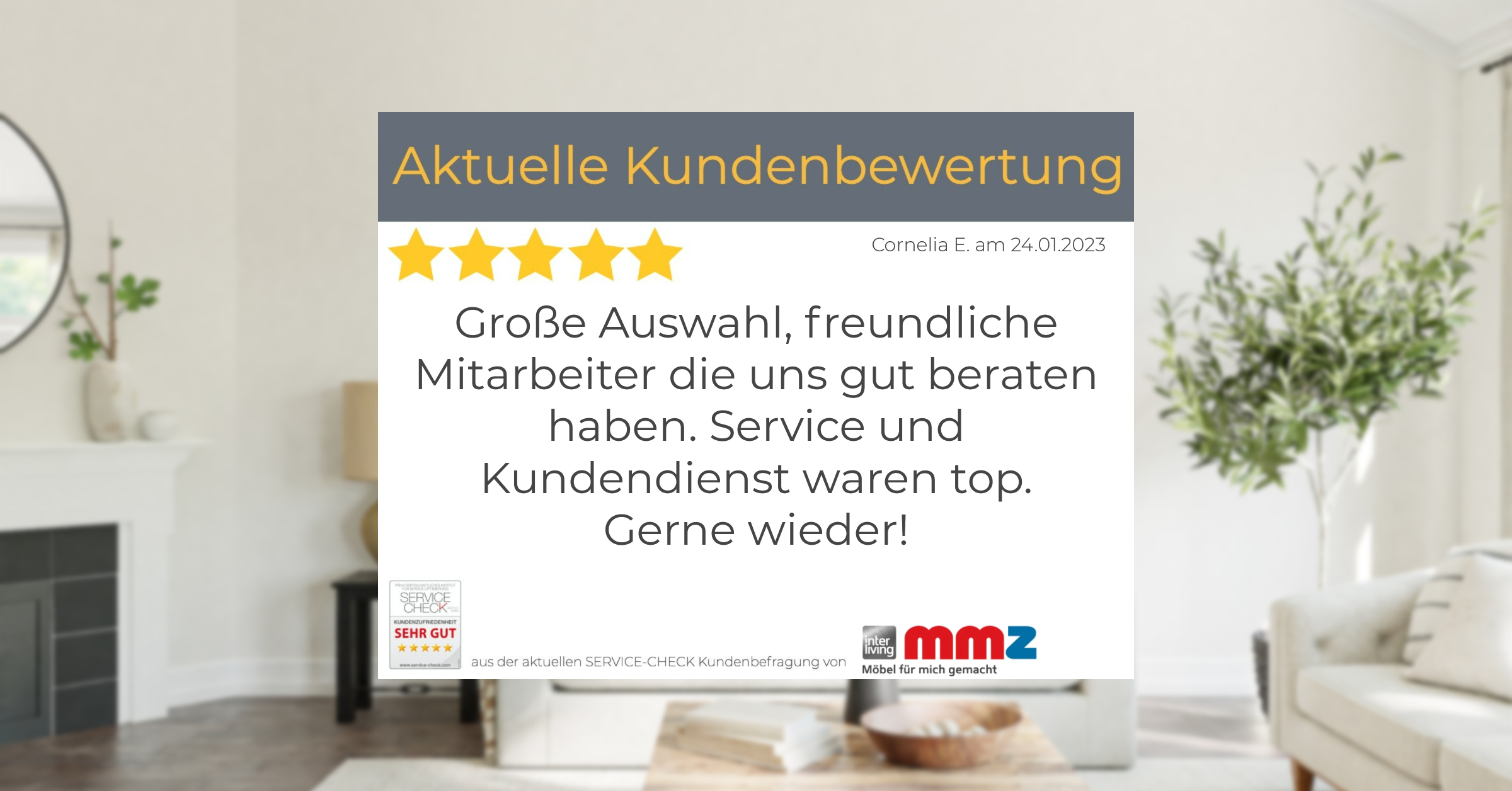 Ausschnitt der begeisterten Kundenbewertungen von Interliving MMZ
