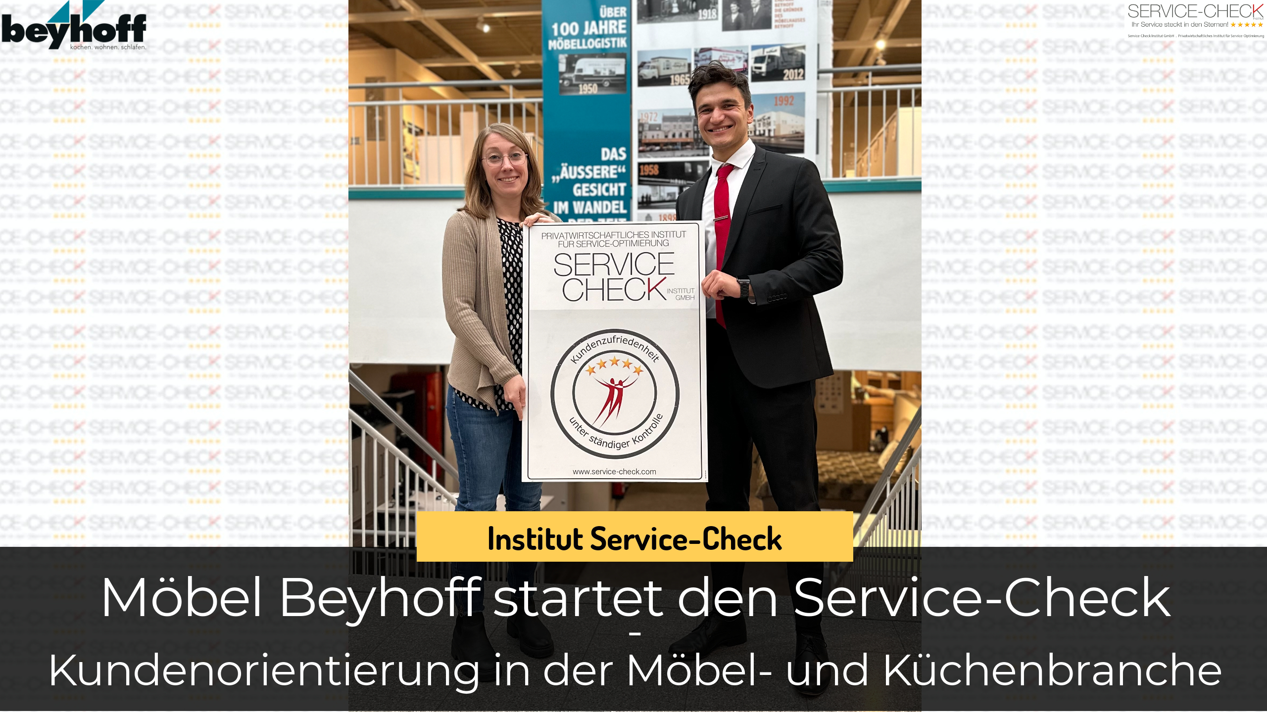 Frau Eva Beyhoff, Geschäftsführerin von Möbel Beyhoff und Herr Pablo Gräfrath, Leiter des Institut Service-Check