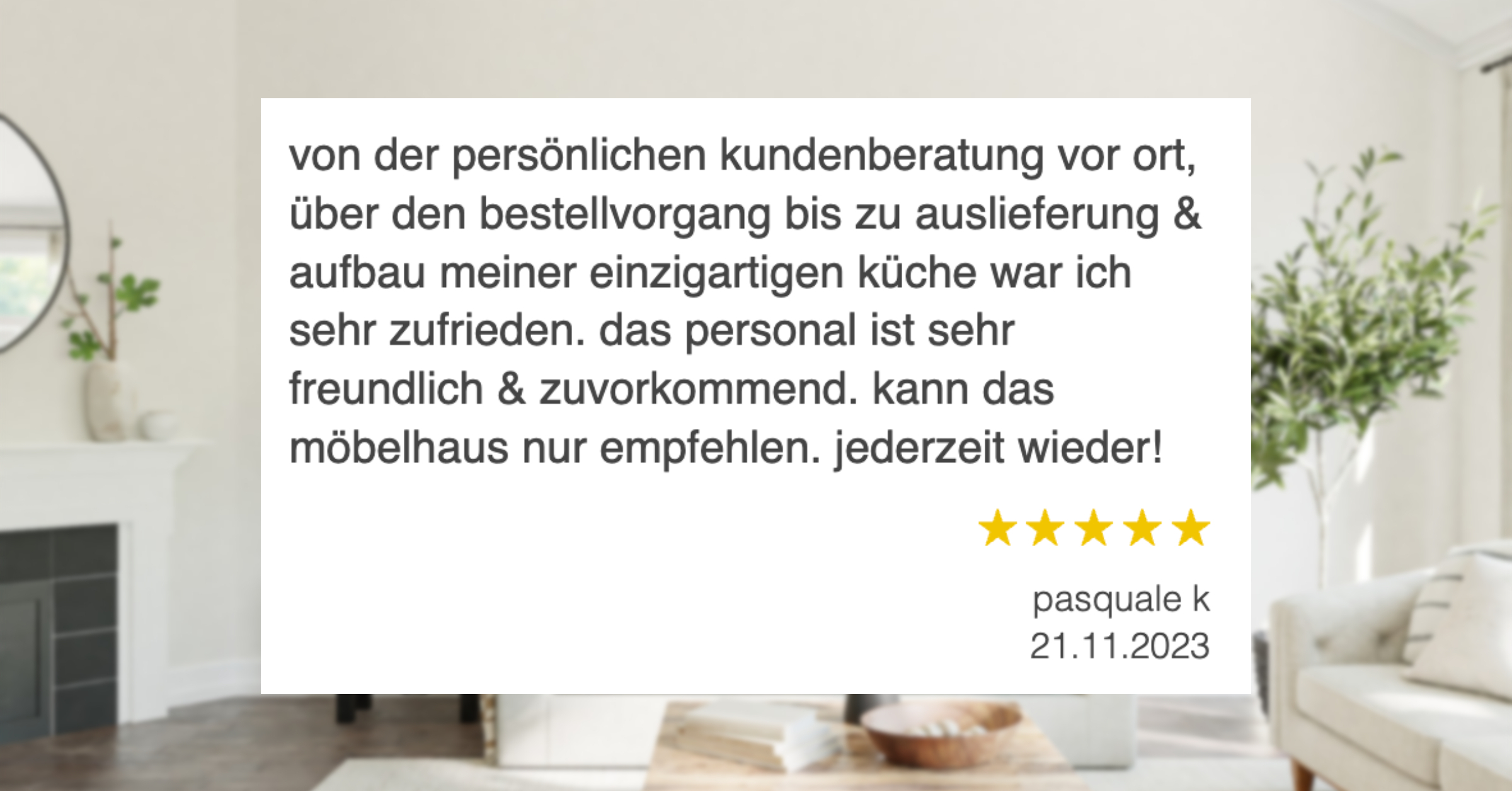 Ausschnitt der begeisterten Kundenbewertungen von Möbel Strobel in Göppingen