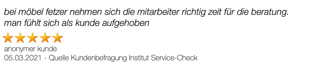 Ausschnitt der begeisterten Kundenmeinungen von Möbel Fetzer