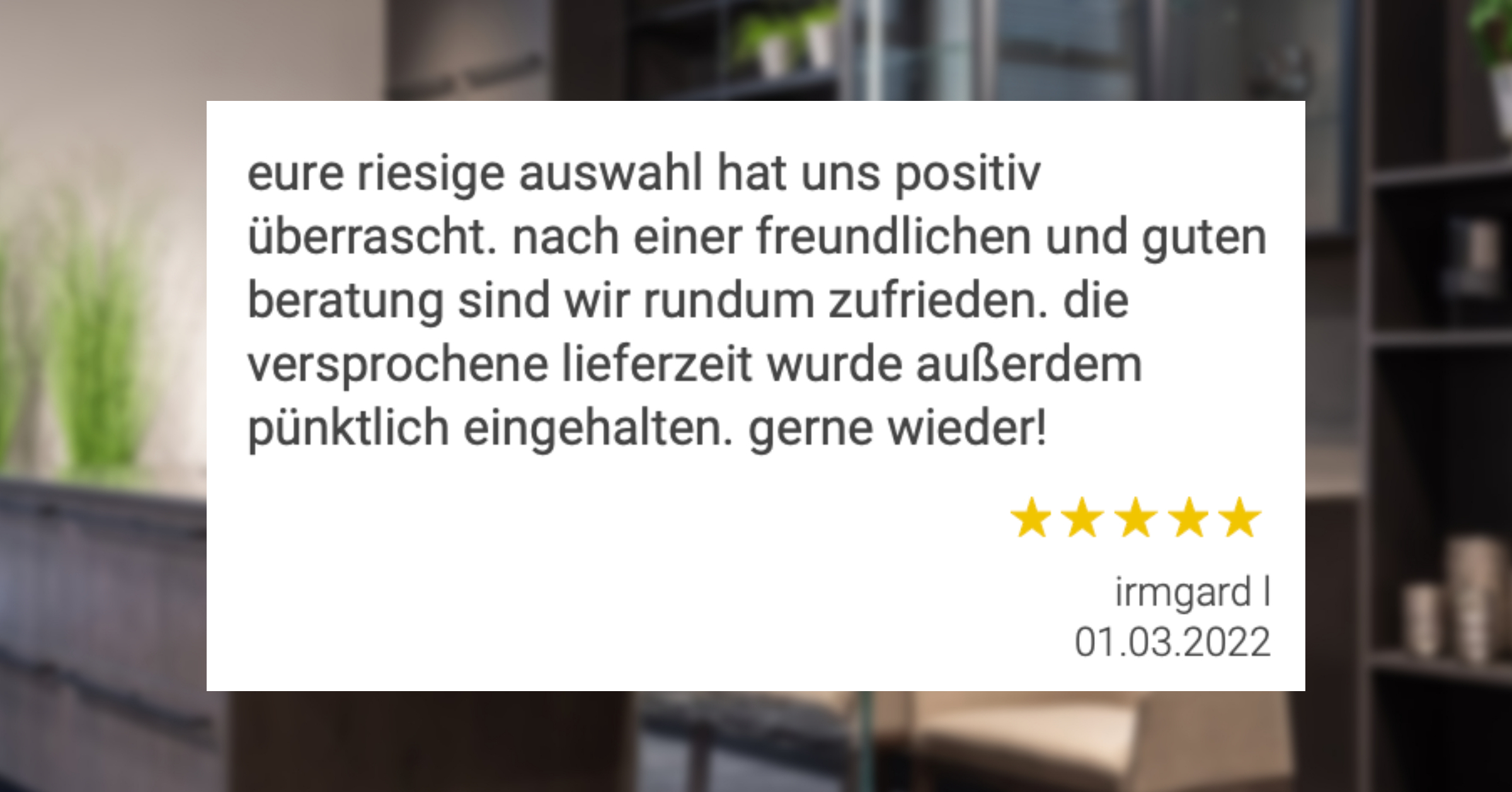 Ausschnitt der begeisterten Kundenbewertungen von Möbel Planer