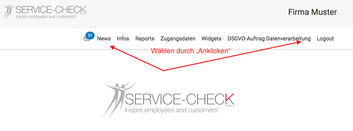Wählen Sie aus folgenden Optionen durch einfaches "Anklicken".