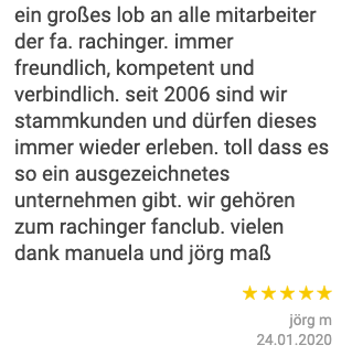 Ausschnitt der begeisterten Kundenbewertungen von Möbel Rachinger